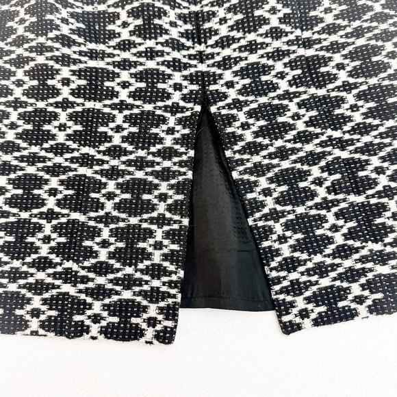 Hobbs London Black White Patterned Pencil Skirt Back Slit Size 6 - Picture 6 of 7